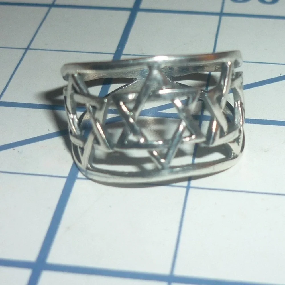 Sterling Silver Star of David Ring 925 Judaica Magen David Eternity Band sz 7.5